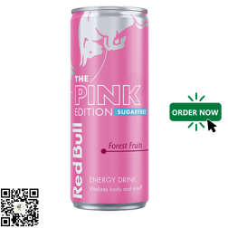 Energize your day with the crisp, refreshing taste of Red Bull Pink...