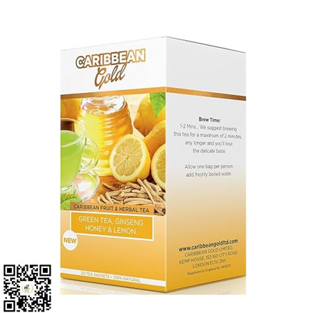 Caribbean Gold Green Tea, Ginseng Honey & Lemon, 18 Sachets - Delivered in Dubai & UAE by OJAMEA.COM