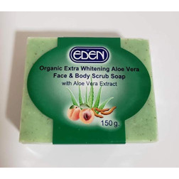 Eden Organic Extra Whitening Aloe Vera Face & Body Scrub Soap 150G