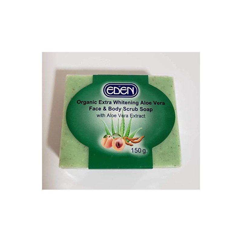 Eden Organic Extra Whitening Aloe Vera Face & Body Scrub Soap 150G