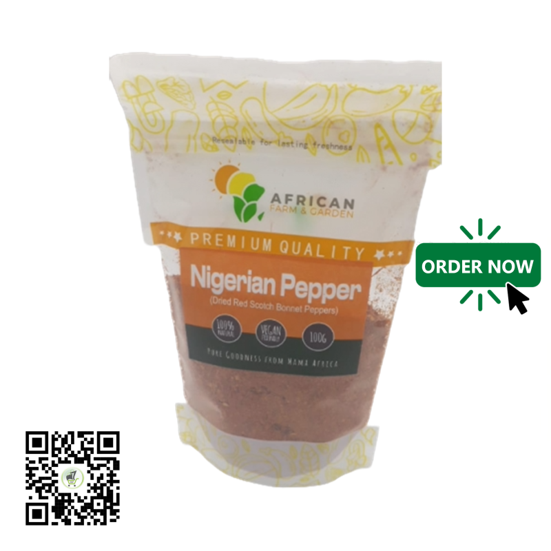 Dried Nigerian Pepper Powder 100g by African Farm & Gardens (AFG) Dried Nigerian Pepper Powder 100g by African Farm & Gardens (AFG)