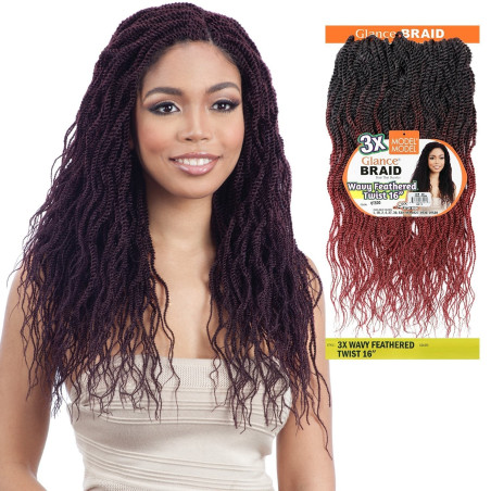 Model Model Synthetic Hair Crochet Braids Glance 3x Wavy Feathered ...