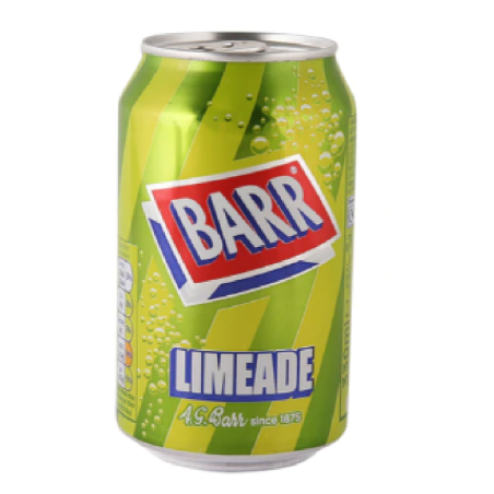 Soft drink with sugar and non-nutritive sweeteners. UK BARR LIMEADE...