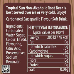 Tropical Sun Root Beer Drink 330ml offers the classic taste of US-s...