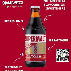 Supermalt LESS SUGAR Bottle 330 ml - UK Import Non-Alcoholic
