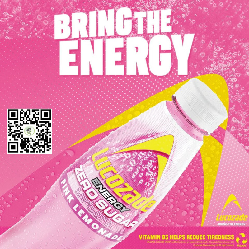 Lucozade Energy Pink Lemonade Zero Sugar 500ml Drink (UK Import)