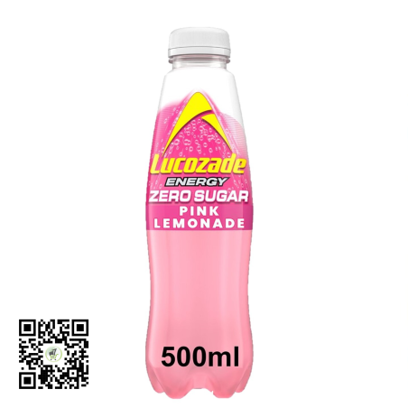 Lucozade Energy Pink Lemonade Zero Sugar 500ml Drink (UK Import)