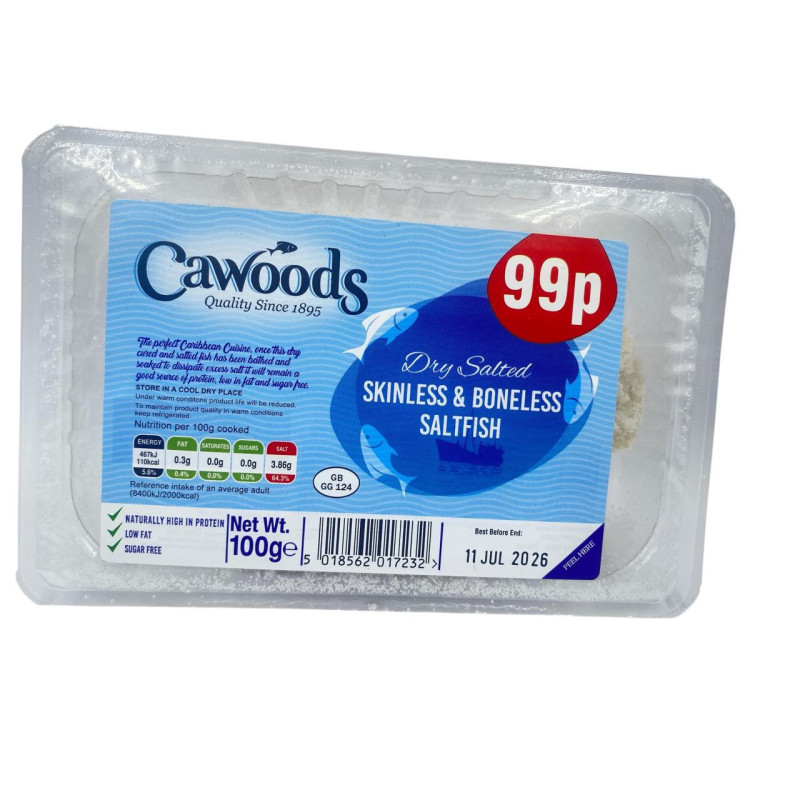 Cawoods Dry Salted Skinless and Boneless Saltfish 100g