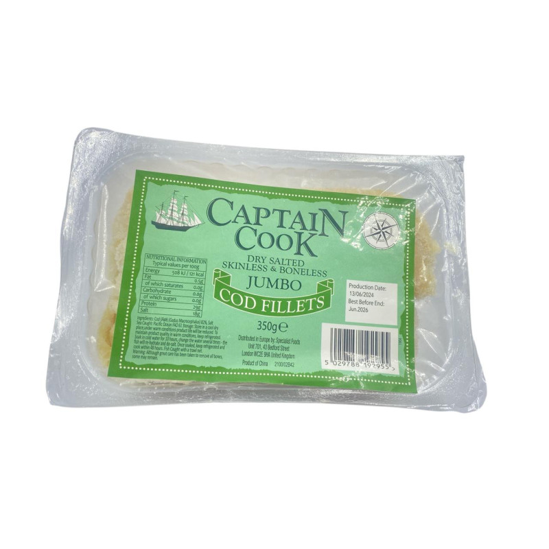 Captain Cook Dry Salted Skinless & Boneless Jumbo [Cod Fillets] 350g