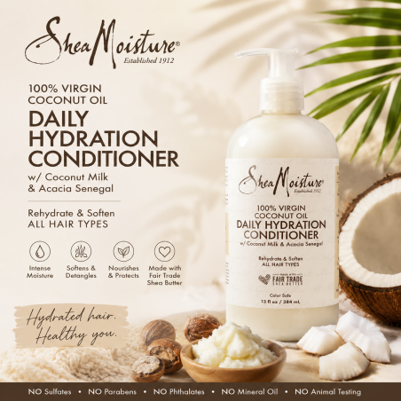 Shea Moisture 100% Virgin Coconut Oil Daily Hydration Shampoo 13 oz