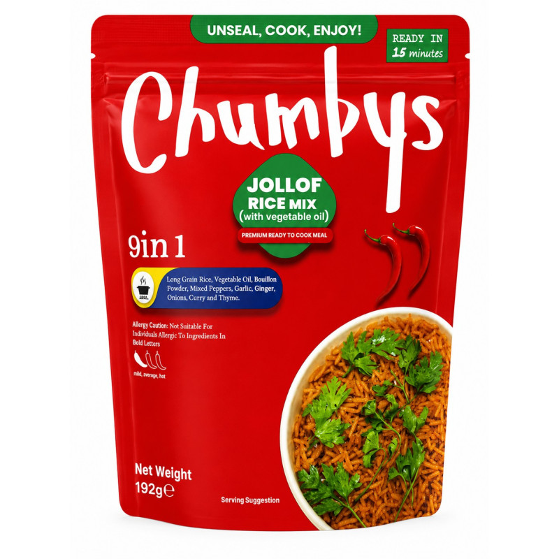 Chumbys Jollof Rice Mix Vegetable oil 192g