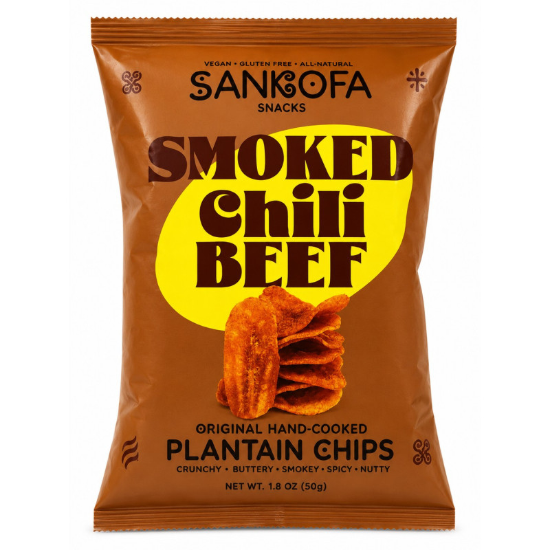 Ignite your taste buds with Sankofa Snacks Smoked Chili Beef Plantain Chips  , the ult...