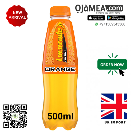 Lucozade Energy Drink Orange 500 ml Regular (UK Import)