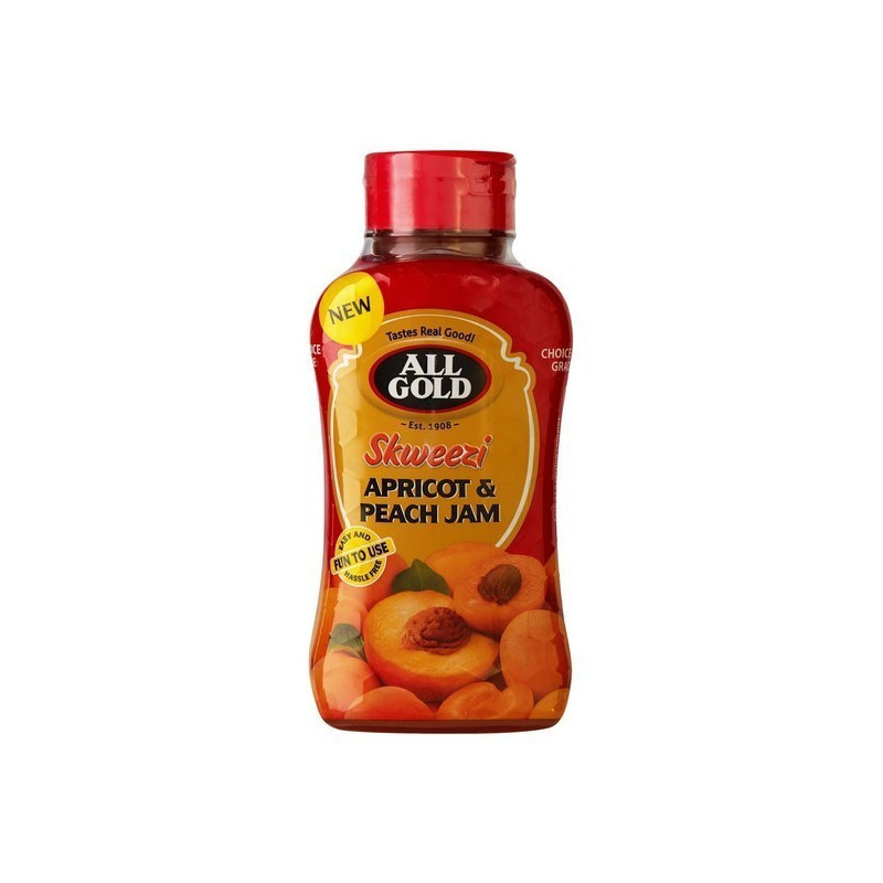 All Gold Jam Skweezi Apricot & Peach 460g