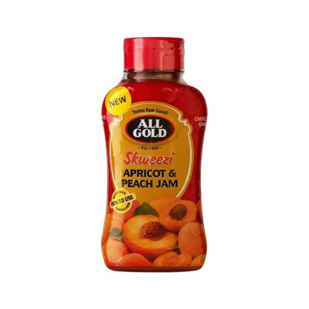 All Gold Jam Skweezi Apricot & Peach 460g